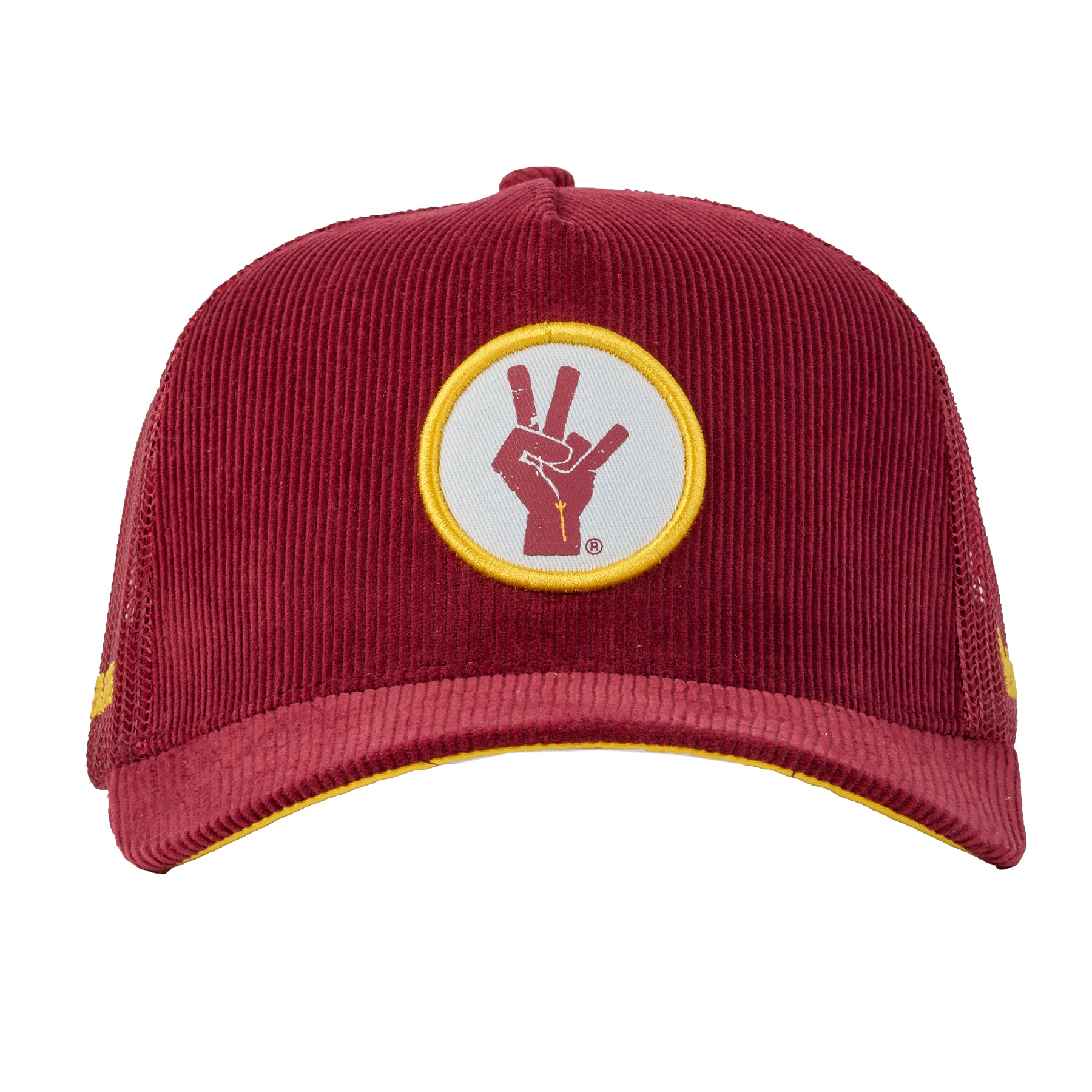 ASU - Pitchfork Hand Mark Corduroy Trucker Mesh (Maroon/Gold)